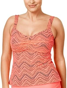 NWT Island Escape Swimsuit Bikini Tankini Top Sz 24W Twist Bandini Crochet COR - Picture 1 of 2