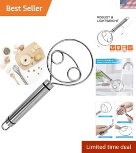 Danish Dough Whisk, Stainless Steel Dutch Style Hand Egg Bread Mixer Blender ... - Picture 1 of 9