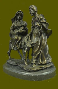 Figura Estatua Escultura Bronce Arte Cristiano Firmado Niño Jesús María José - Imagen 1 de 10