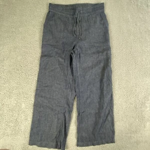Prana Pants Womens Medium Blue Wide Leg Organic Cotton Drawstring Baggy Chambray - Picture 1 of 10