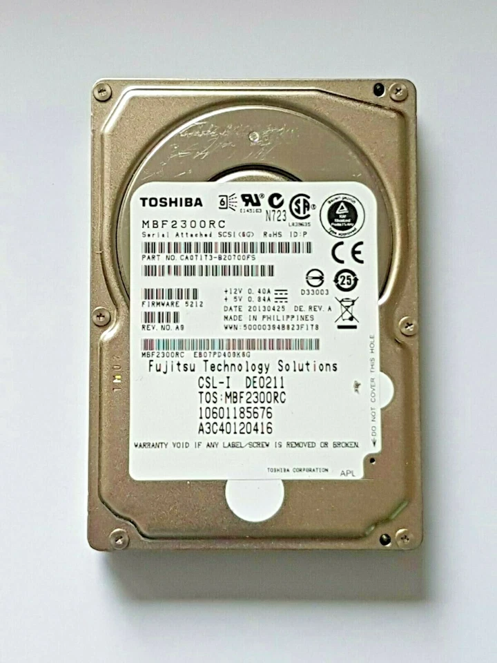 300 GB SAS Toshiba MBF2300RC HDD 10025rpm 16MB 2.5" Hard Drive - Image 1 of 1