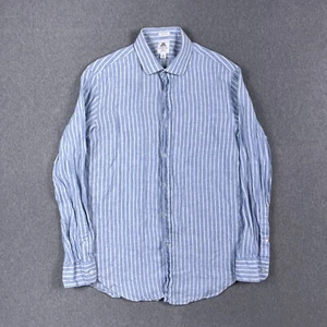 J Crew Shirt Mens Medium Thomas Mason Ludlow 100% Linen Blue Striped - Bild 1 von 10