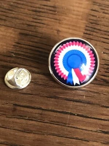 GROS PIN'S 2cm Métal Argenté Cocarde Tricolore République Française - Picture 1 of 1