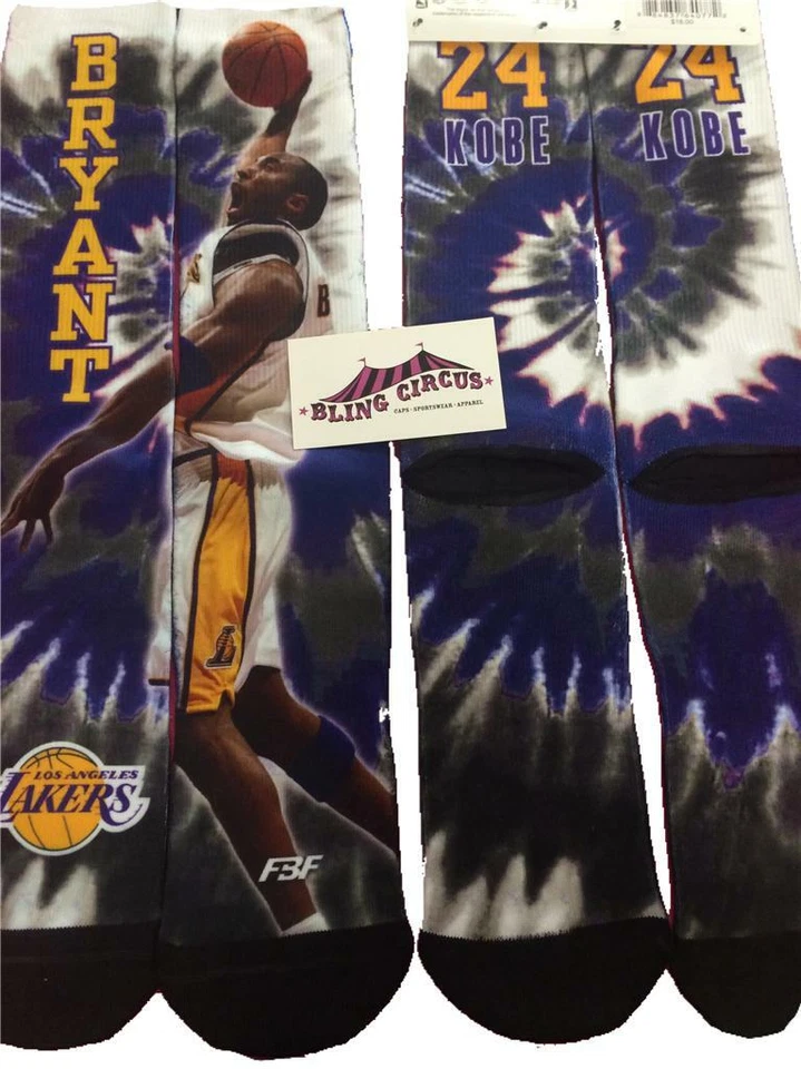 Los Angeles Lakers Kobe Bryant Uniform Jersey Socks BLACK MAMBA MENTALITY - Image 1 of 1