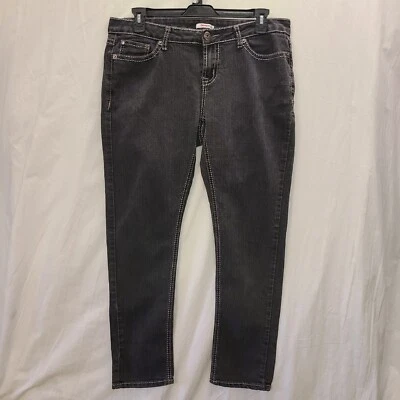 Vtg Bongo jeans faded black denim womens plus size 18 37x30 thick stitch - Image 1 of 4