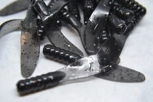 JASONS CRAPPIE FLOPPERS  2"  30 PACK  GRUB CRAPPIE LURES JIGS      BLACK SPARKLE - Picture 1 of 1