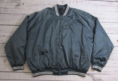 Chaqueta de bombardero universitaria Auburn Sport azul gris satinado en blanco cierre a presión para hombre 5XL Foto 1 de 4