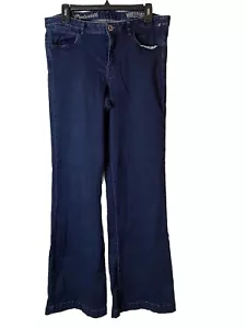 Madewell Jeans Women’s 32 Widelegger Dark Blue Denim Flare Leg Mid Rise - Picture 1 of 10