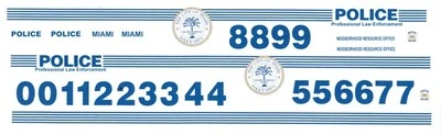 Miami City Police Ford and Chevy 1/24th - 1/25th Scale Decals - Image 1 of 4