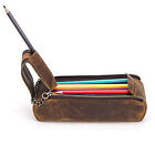 Leather Zipper Pen Pencil Case Bag Handmade Vintage Retro Style Creative Case
