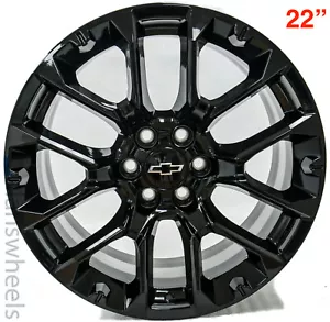 4 NEW Chevy Silverado Suburban Tahoe Factory OEM Gloss Black 22" Wheels Rims SRV - Picture 1 of 6