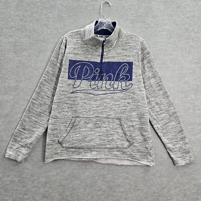 Sudadera Rosa Victorias Secret Mujer Gris Medio Terry Logo 1/4 Bolsillos con Cremallera Foto 1 de 4
