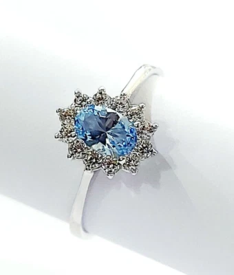 Anello Lady fantasia Acquamarina 1,08 ct e Diamanti 0,43 ct Oro Bianco 18 kt - Immagine 1 di 4