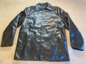 AE Luxury Collection Emporio Mens Size M Faux Leather Jacket Coat Black - Picture 1 of 12