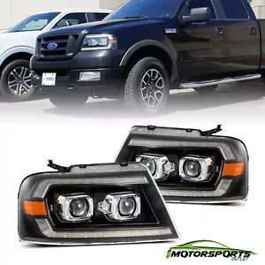 Alpharex For 04-08 Ford F150/06-08 Lincoln Mark LT Projector Headlights Black - Picture 1 of 5