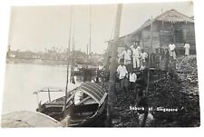 1930s Postcard RPPC Singapore Suburb Sampan Village Real Photo PC CPA