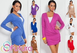 Unique & Sensible Women's Mini Dress V Neck Tunic Wiggle Sizes 10 -18 FT480 - Picture 1 of 15