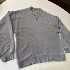 Vtg Single V Sweatshirt Med Gray Distressed USA Americana Blank Crewneck - Picture 1 of 14
