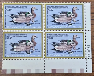 US STAMP #RW51 1984 Plate# Block - US Federal Duck Stamp - MNH FREE SHIPPING - Picture 1 of 2