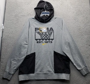 Puma Winning Shot Graphic Hoodie Herren XL Heather Gray Raglanärmel Kordelzug am Ausschnitt - Bild 1 von 11