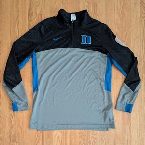 Duke Blue Devils Basketball Vintage Nike Elite 1/4 zip Shirt Size Large Black/Gr - Picture 1 of 8
