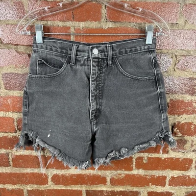 Pantalones Cortos de Colección Guess Jeans para Mujer 26 Negros Tiro Alto Corte Deshilachado Hecho en EE. UU. 90s Foto 1 de 4