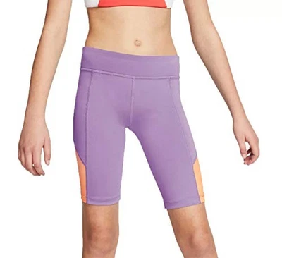 Nike Girls' Trophy 9'' Biker Shorts Violet Star/Orange Chalk Small CJ7562-589 - Image 1 of 4
