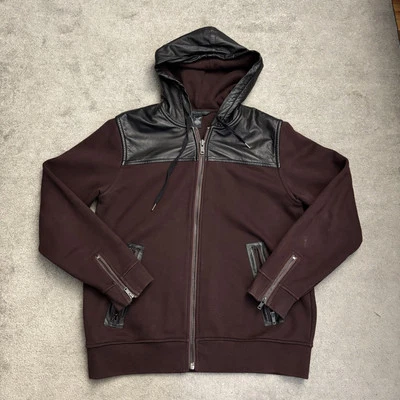 Jaqueta moletom Marc by Marc Jacobs couro com capuz com zíper bombardeiro zíper completo G - Imagem 1 de 4