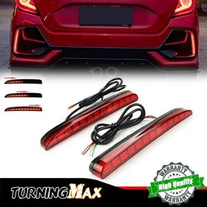 For Honda Civic 2017-21 Sequential Bumper Reflector LED Brake Light Fog Lamp 2x - Picture 1 of 15