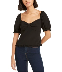 Ash & Violet Womens Knot Front Pullover Blouse, Black, Medium - Picture 1 of 1