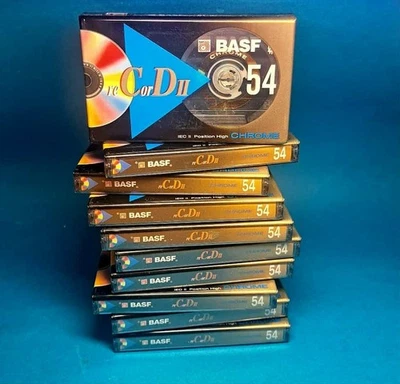 10 X BASF Record II 54 BLANK SEALED CASSETTE TAPES, KASSETTEN NEU - Image 1 of 3