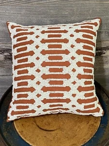 Vintage🤍Pier 1 Throw Pillow Rust Color w/White Beads 11"x11" Beautiful Design  - Picture 1 of 16