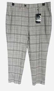 NWT-Boohoo Man NWT slim fit Trouser pants size 36 Grey Black Boxed Design - Picture 1 of 8