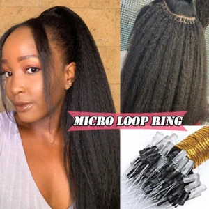Micro Links Yaki Straight Kinky Micro Ring Loop Beads Remy Human Hair Extensions - Picture 1 of 14