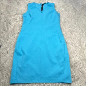 NWT Tahari Women's 12 Lorna Sheath Dress Sleeveless V-Neck Cyan Blue - Picture 1 of 7
