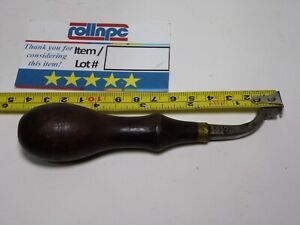 Antique Leather Working Hand Tool Marked Gomph #4 Wood Brass 1800's 14