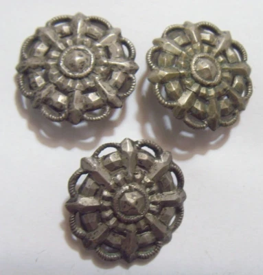 1800s 3 botones de rueda náutica de metal tono plata coleccionista antiguo 52792 Foto 1 de 4