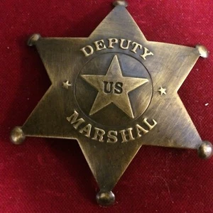 Badge: Deluxe Deputy US Marshal, brass star, Police, Lawman, Old West - Picture 1 of 2