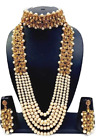 Indian Ethnic Women Bollywood Golden Stone Choker Necklace Earring Tikka Jewelry