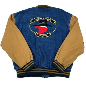 Giacca Vintage Skoal Bandit Uomo Grande Blu Tan Denim Jeans Varsity Racing Team - Foto 1 di 14