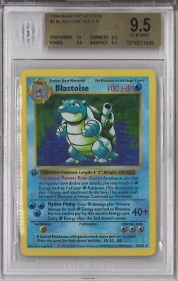 BGS 9.5 w/10 BLASTOISE 1999 Pokemon Base 1st Edition #2 Holo Shadowless GEM MINT - Image 1 of 4