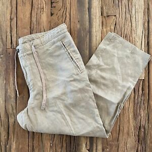 Tasso Elba Island Pants Men's 38 x 30 Brown 100% Linen Wide Leg Casual