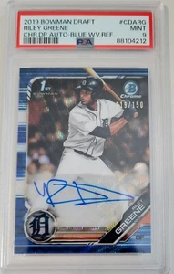 2019 Bowman Draft Riley Greene 1st Bowman Blue Wave Refractor Auto #/150 PSA 9 - Picture 1 of 2
