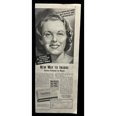 Tampones Tampax Anuncio Impreso Vintage Años 30 Higiene Femenina Mujer Salud Foto 1 de 4