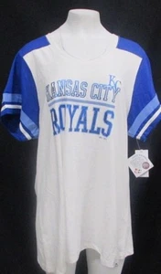 Kansas City Royals Women Majestic Fan Fashion MLB Scoop V-Neck Short Sleeve Tee - Picture 1 of 7
