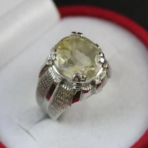 Natural Oval Shape Golden or Yellow Topaz Ring Sterling Silver 925 Handmade Ring - Picture 1 of 9