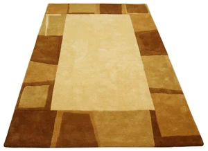 Braun Wolle Teppich Beige Handgetuftet Modern 160X230 cm Handarbeit T911 - Bild 1 von 5