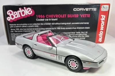 AutoWorld 1/18 Scale 1986 CHEVROLET CORVETTE “SILVER BARBIE VERSION”LIMITED - Image 1 of 4