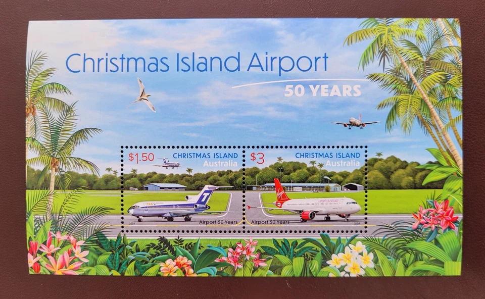 Australia 2024 (Isla de Navidad) / 50 Años de Aeropuerto Isla de Navidad / 2v ms Foto 1 de 1