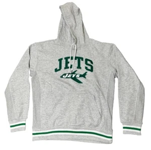 NFL New York "Jets" Sudadera con Capucha Gris Bordada Talla Grande Verde y Blanco Logo Nuevo con Etiquetas - Imagen 1 de 4
